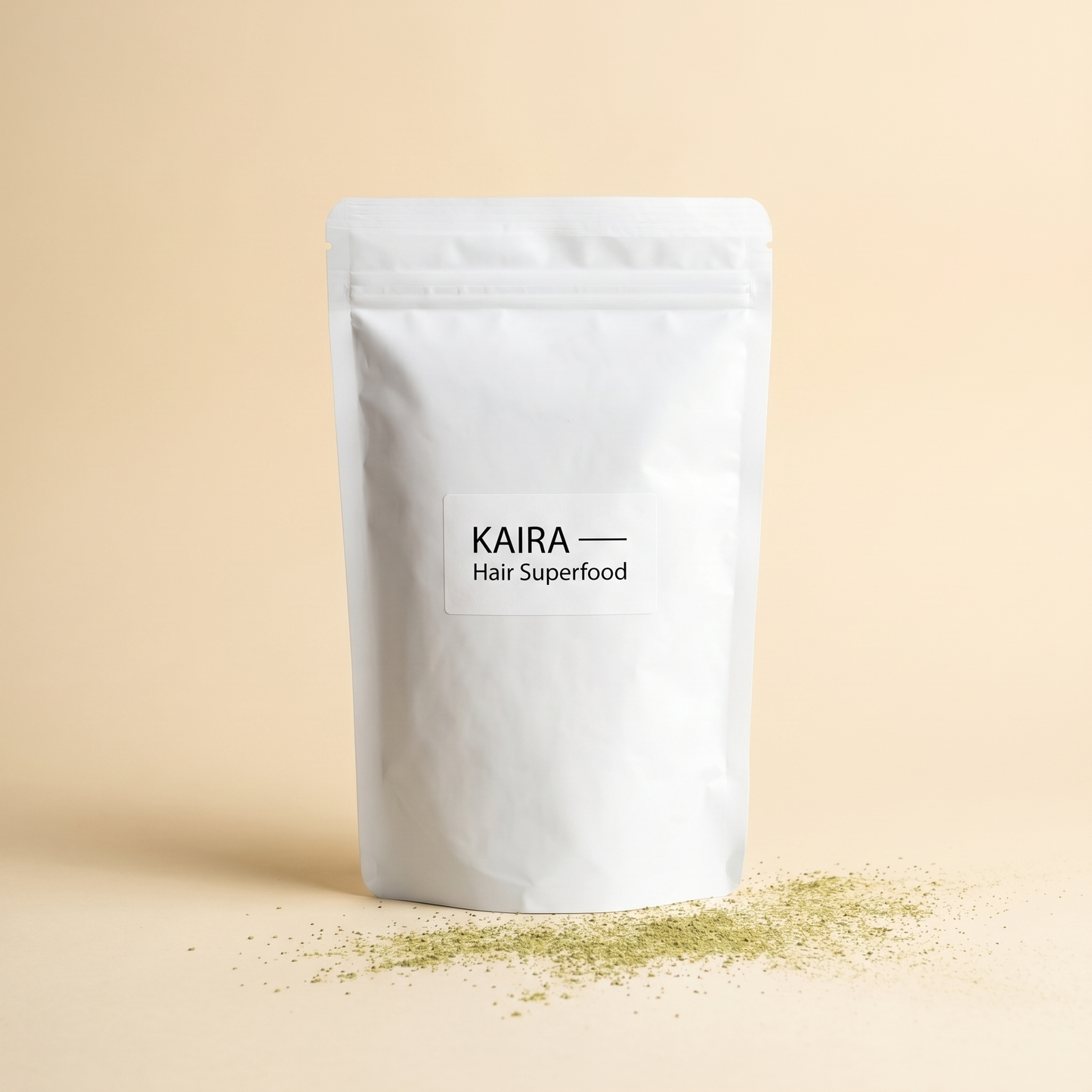 KAIRA Hair Superfood ayurvedic hair powder pouch studio shot