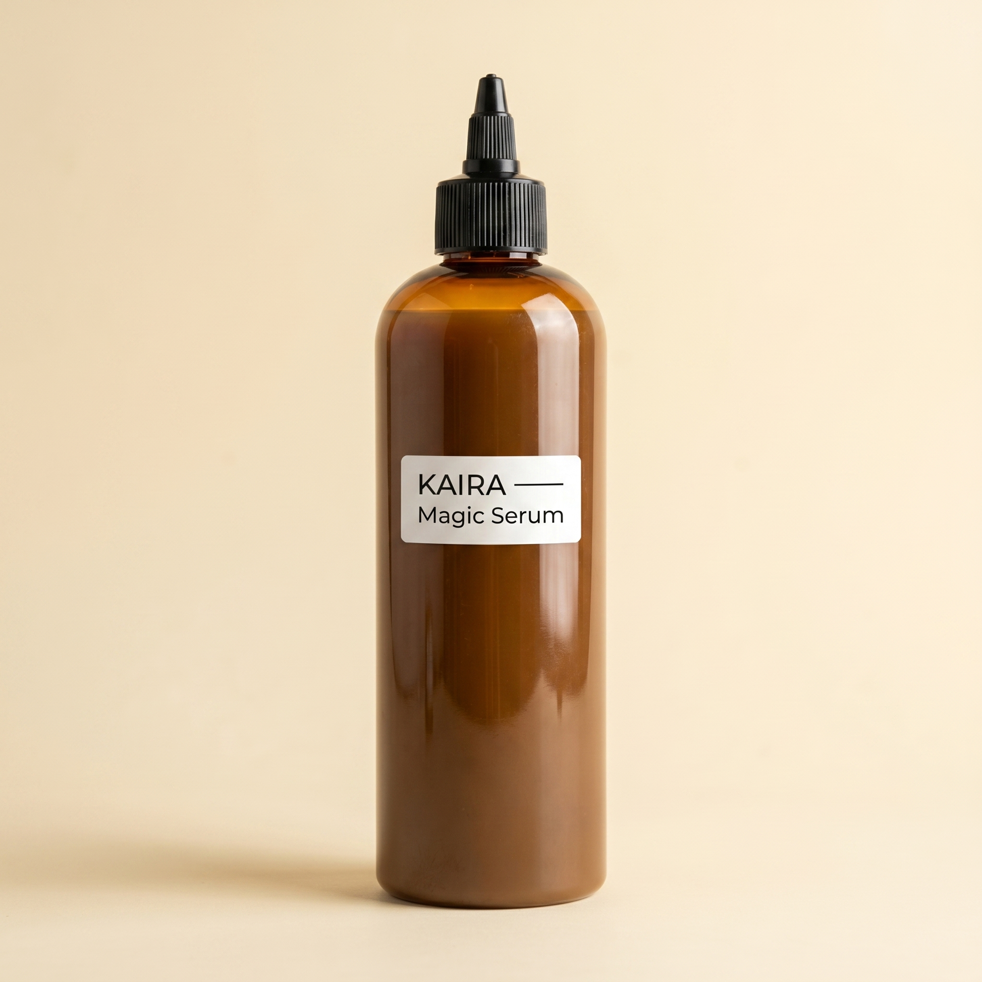KAIRA Magic Serum amber bottle studio shot