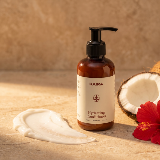 KAIRA Hydrating Conditioner cream swatch with coconut and hibiscus
