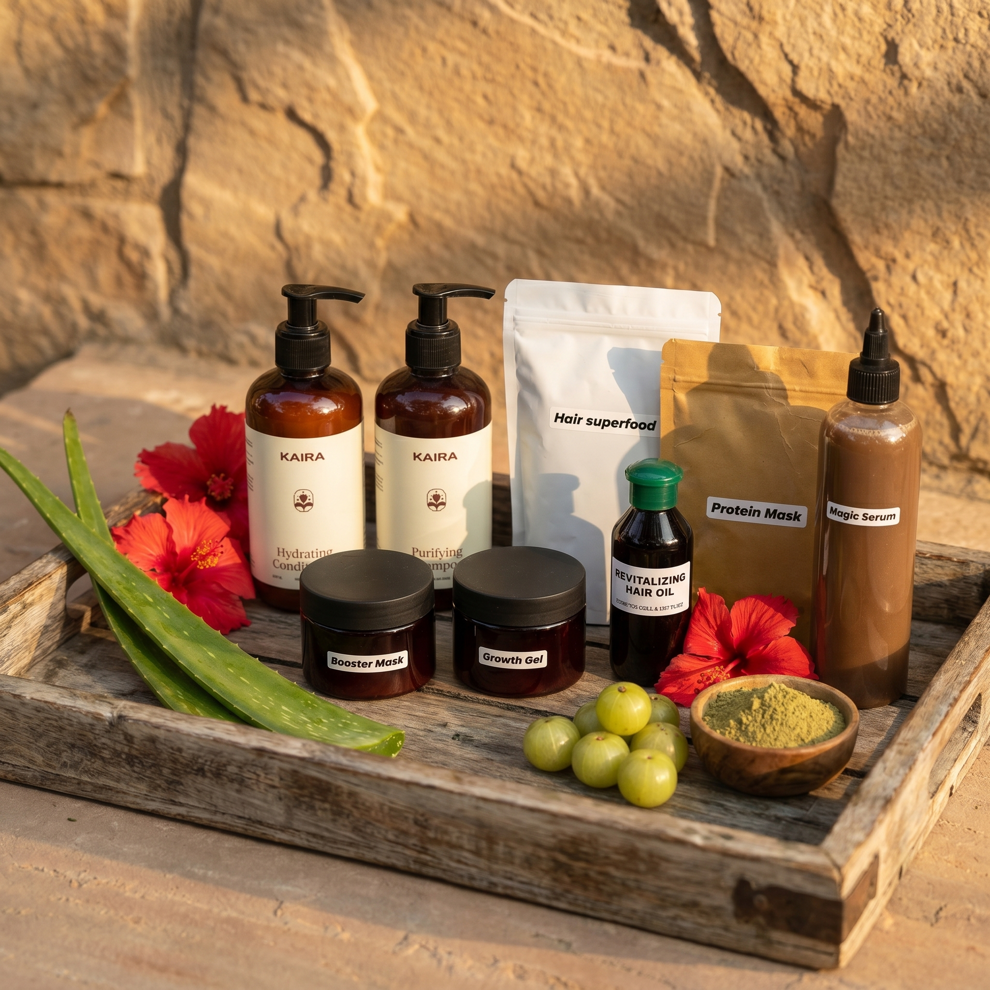 KAIRA Complete Revitalizing Kit - full ayurvedic hair care ritual with botanicals